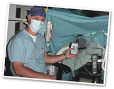 Ron Eslinger helps another patient.